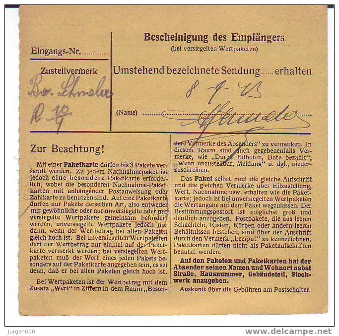 Pakketkaart Van Luxemburg 1 Naar Rodingen (B003) - 1940-1944 Occupation Allemande