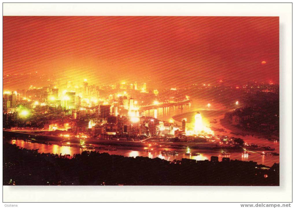 PRE.STAMPED POSTCARDS CHINA - THE SCENARY OF CHONGQING "Night Scene Of The Mountain City - Maximumkaarten