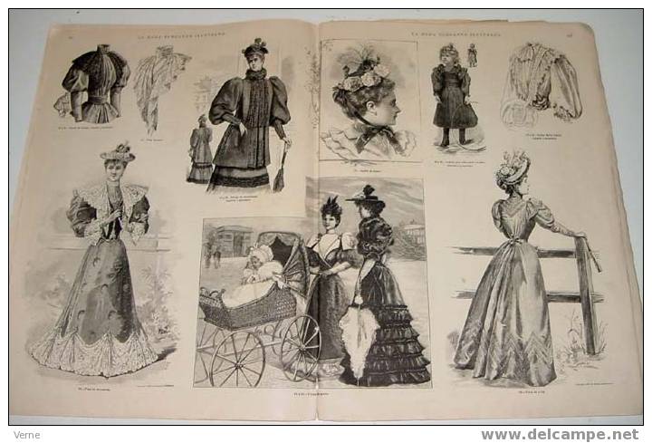 ANTIGUA REVISTA ORIGINAL DE MODA - SIGLO XIX - LA MODA ELEGANTE - 1893 - LLENA DE GRABADOS CON ANTIGUOS VESTIDOS - Muy I - Patrons