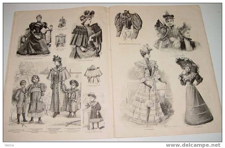 ANTIGUA REVISTA ORIGINAL DE MODA - SIGLO XIX - LA MODA ELEGANTE - 1893 - LLENA DE GRABADOS CON ANTIGUOS VESTIDOS - Muy I - Patrones