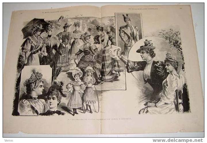 ANTIGUA REVISTA ORIGINAL DE MODA - SIGLO XIX - LA MODA ELEGANTE - 1893 - LLENA DE GRABADOS CON ANTIGUOS VESTIDOS - Muy I - Schnittmuster