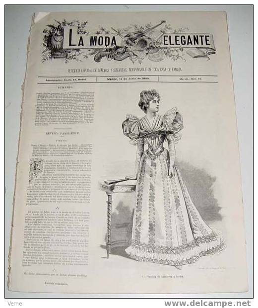 Patterns - ANTIGUA REVISTA ORIGINAL DE MODA - SIGLO XIX - LA MODA ELEGANTE  - 1893 - LLENA DE GRABADOS CON ANTIGUOS VESTIDOS - muy i
