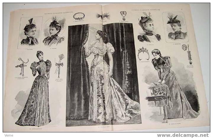 ANTIGUA REVISTA ORIGINAL DE MODA - SIGLO XIX - LA MODA ELEGANTE - 1893 - LLENA DE GRABADOS CON ANTIGUOS VESTIDOS - Muy I - Patrons