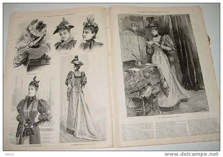 ANTIGUA REVISTA ORIGINAL DE MODA - SIGLO XIX - LA MODA ELEGANTE - 1893 - LLENA DE GRABADOS CON ANTIGUOS VESTIDOS - Muy I - Cartamodelli