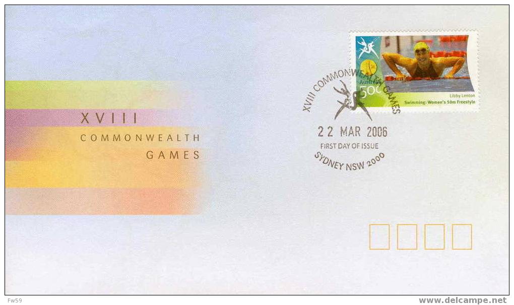 NATATION  AUSTRALIE FDC 2006 JEUX DU COMMONWEALTH - Schwimmen