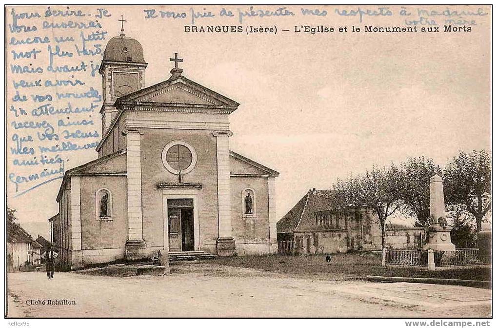 BRANGUES - L'Eglise Et Le Monument Aux Morts. - Brangues