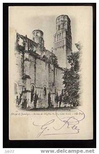 Jolie CP Ancienne 76 Seine Maritime Jumièges Abbaye Ruines De L'Eglise Notre-Dame Côté Nord - CAD 14-09-1907 - Jumieges