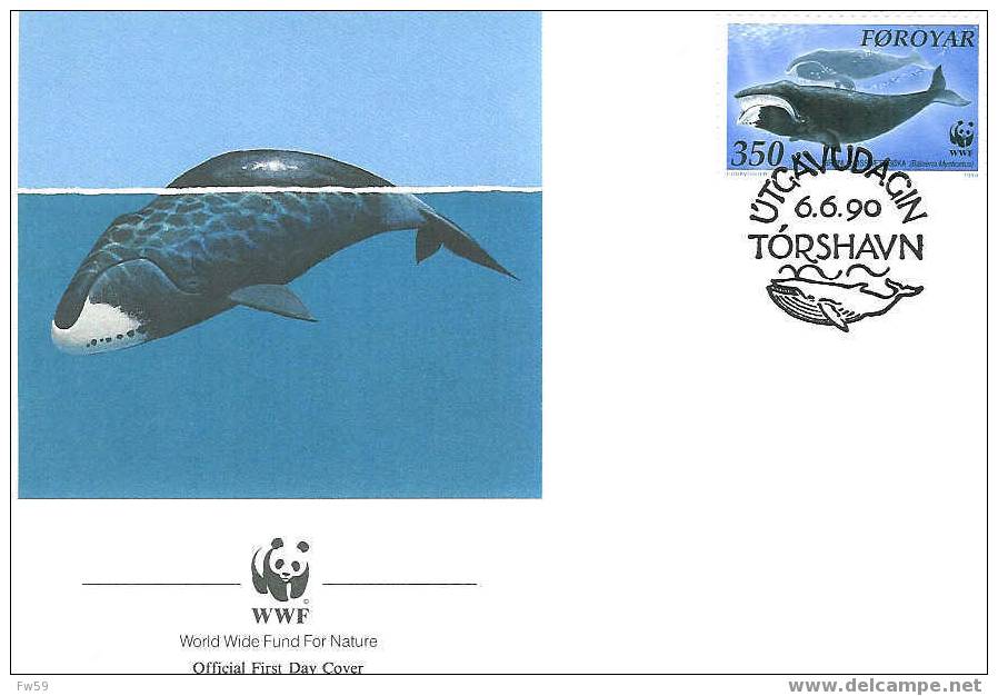 WWF BALEINES  FDC ILES FEROE 1990  DIFFERENT - Baleines