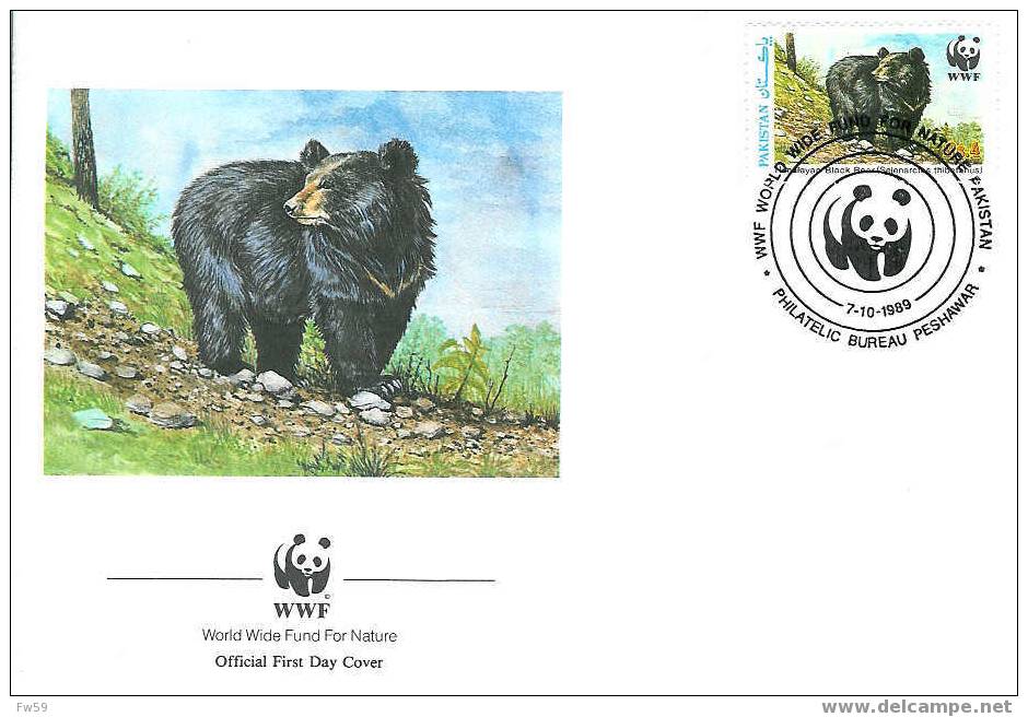 WWF OURS BRUNS FDC 1989 PAKISTAN DIFFERENTS - Ours