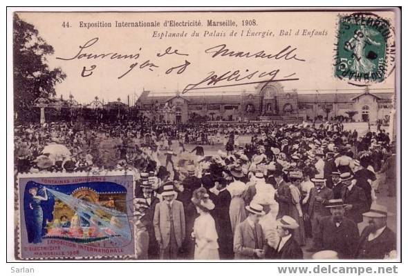 Lot Jg , MARSEILLE , Exposition Internationale D'électricité 1908 , Vignette , Bal D'enfants - Exposition D'Electricité Et Autres