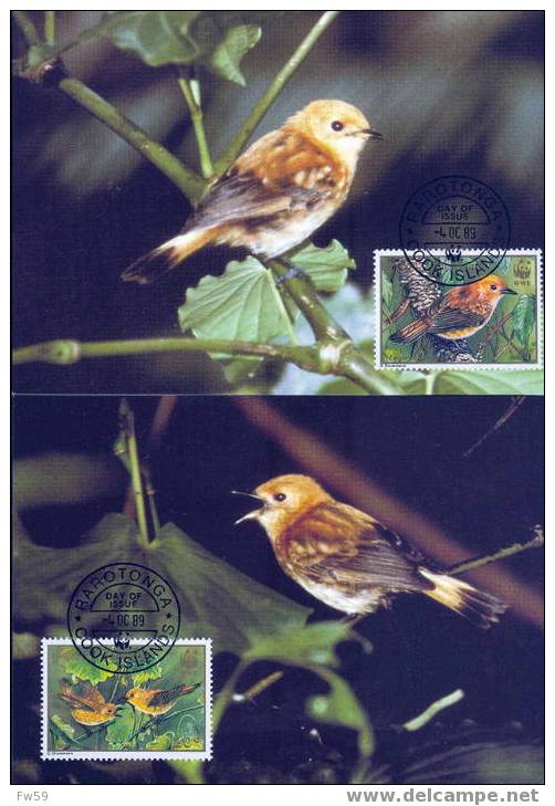 WWF OISEAUX   4 CARTES MAXIMUM DIFFERENTES DES ILES COOK   1989 - Pappagalli & Tropicali