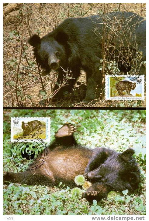 WWF OURS NOIRS  4 CARTES MAXIMUMS DIFFERENTES  DU PAKISTAN 1989 - Ours