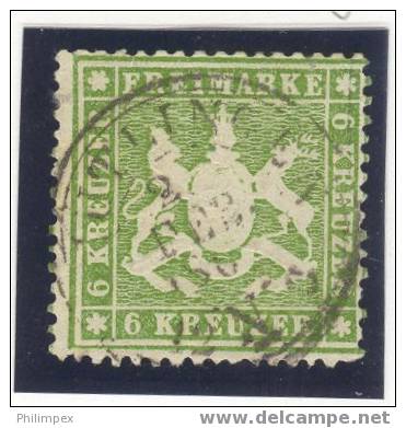 GERMANY, WUERTTEMBERG 6 KREUZER, 1861 F/VFU - Gebraucht