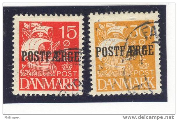 DENMARK, 2 POSTFAERGE STAMPS FROM 1927, USED! - Colis Postaux