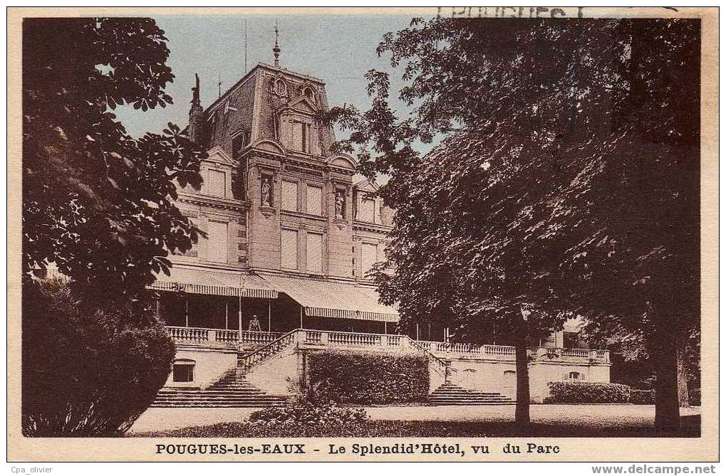 58 POUGUES LES EAUX Hotel Splendid, Vu Du Parc, Colorisée, Ed ?, 193? - Pougues Les Eaux