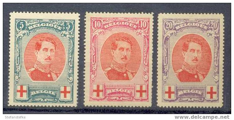 Belgie Ocb Nr : 132 - 134 * Met Scharnier  (zie Scan) Kleine Plooi In 133 - 1914-1915 Croix-Rouge