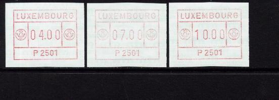 Luxembourg 3v.**  Timbres Pour Distributor Yv.4,50 - Automatenmarken