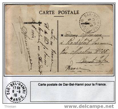 Maroc Morocco Marruecos Dar Bel Hamri 1916 Sur Carte Cover Carta - Cartas & Documentos