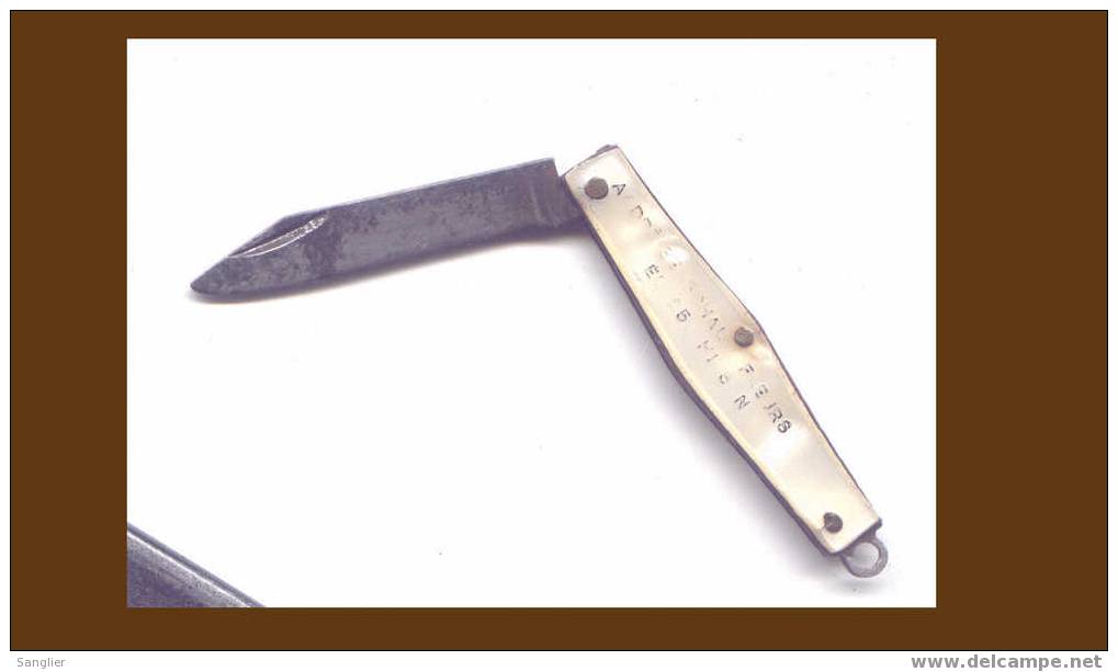 COUTEAU - ANDRE SENECHAL  FLEURS TEL 25  HIRSON - Knives/Swords