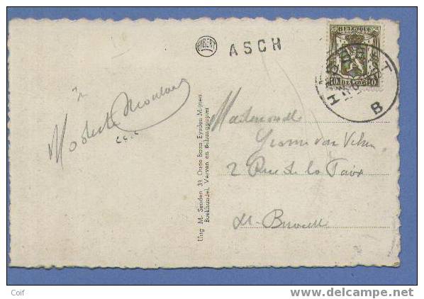 420 Op Kaart Met Cirkelstempel HASSELT , + Naamstempel ASCH - 1935-1949 Kleines Staatssiegel