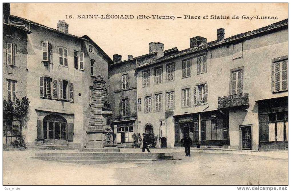 87 ST LEONARD Place Et Statue Guy Lussac, Commerces, Ed ? 15, 1917 - Saint Leonard De Noblat