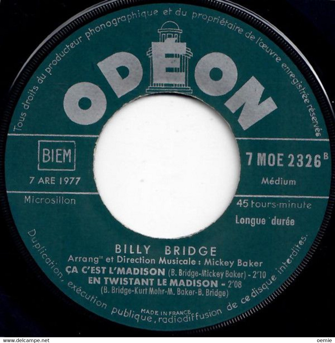 BILLY  BRIDGE  °°  LE MADISON - Autres - Musique Anglaise