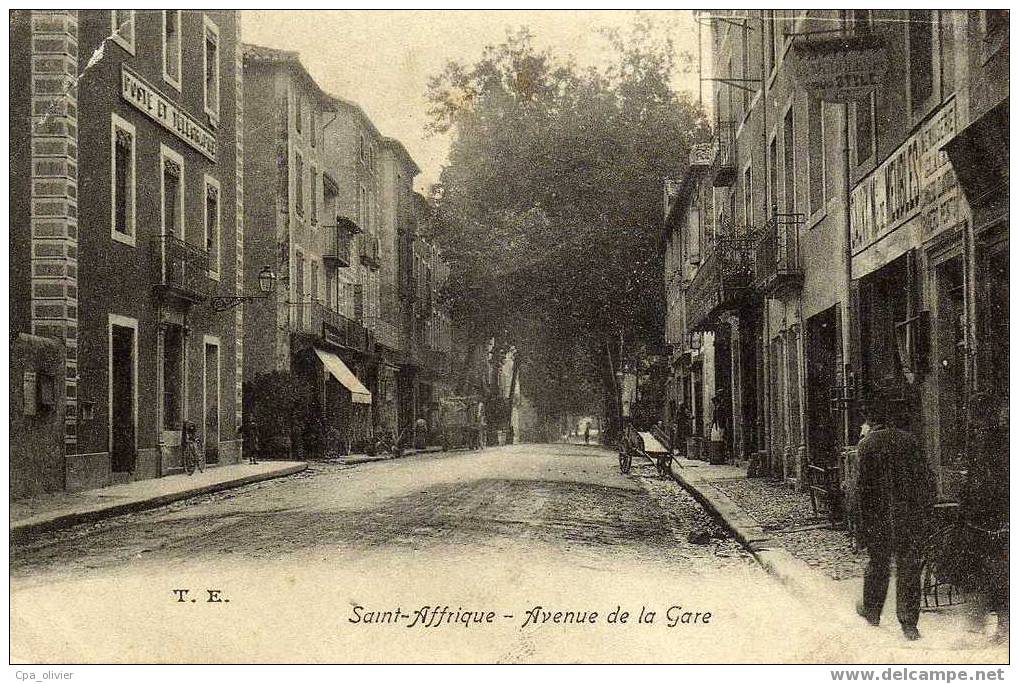 12 ST AFFRIQUE Avenue De La Gare, Animée, Poste, Commerces, Ed TE, 190? - Saint Affrique