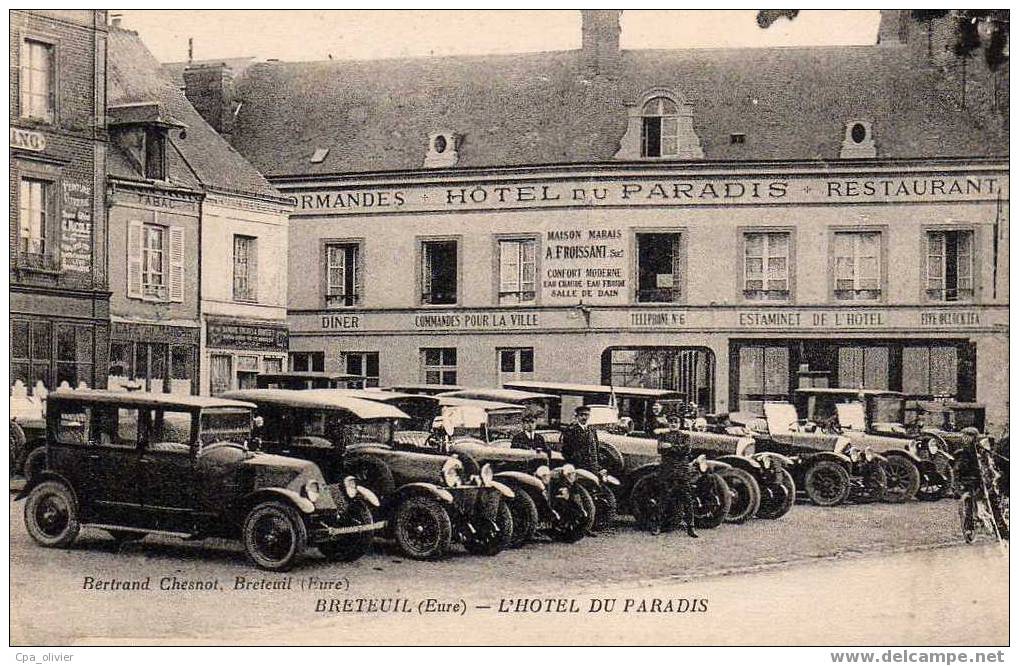 27 BRETEUIL Hotel Du Paradis, Animée, Automobiles, Beau Plan, Ed Chesnot, 192? TOP+++ - Breteuil