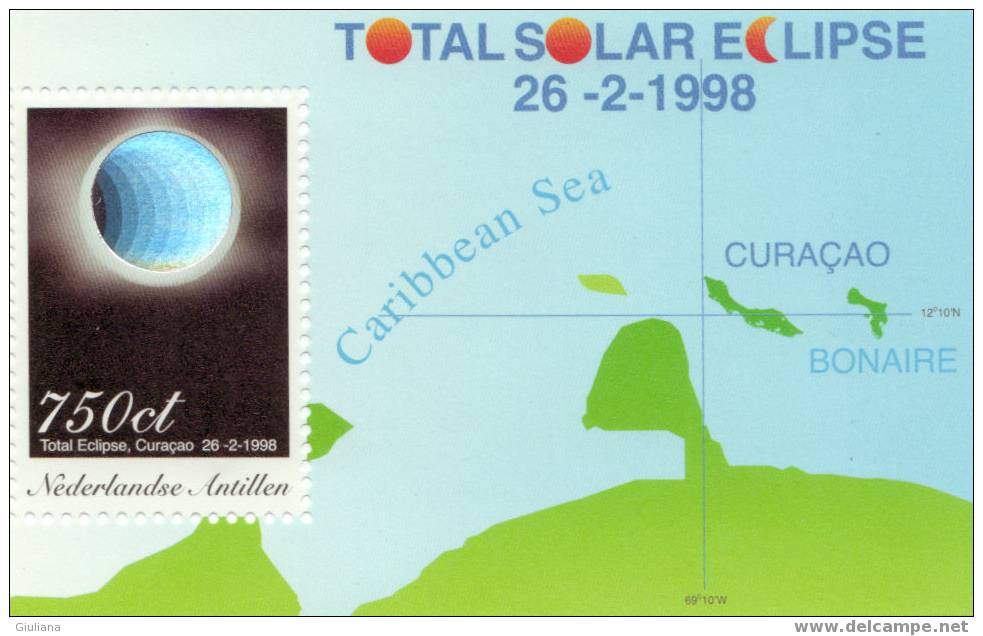 ANTILLE OLANDESI -  TEMATICA OLOGRAMMI " ECLISSE SOLARE TOTALE" 1998 - FOGLIETTO - Hologramme