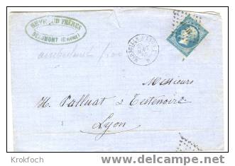 Ambulant Marseille à Lyon 1° B -  1863 Sur Lettre Entière - Railway Post