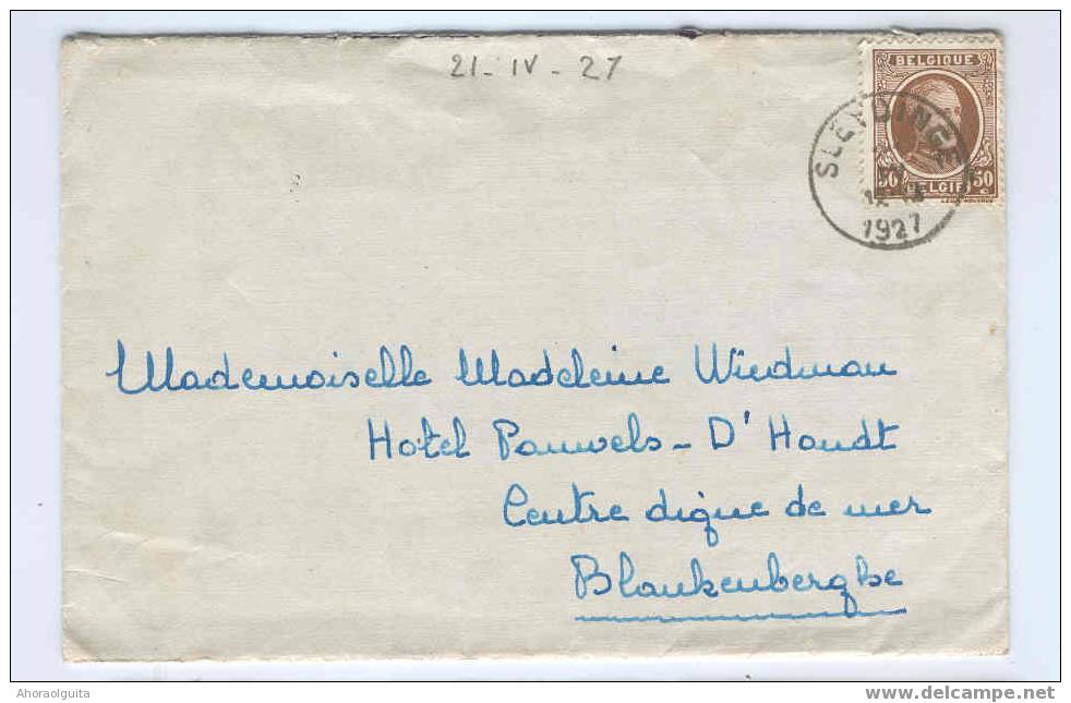 Trois Lettres Houyoux 50 C SLEYDINGE 1927 Vers Anvers Et Blankenberghe  --  4/177 - 1922-1927 Houyoux