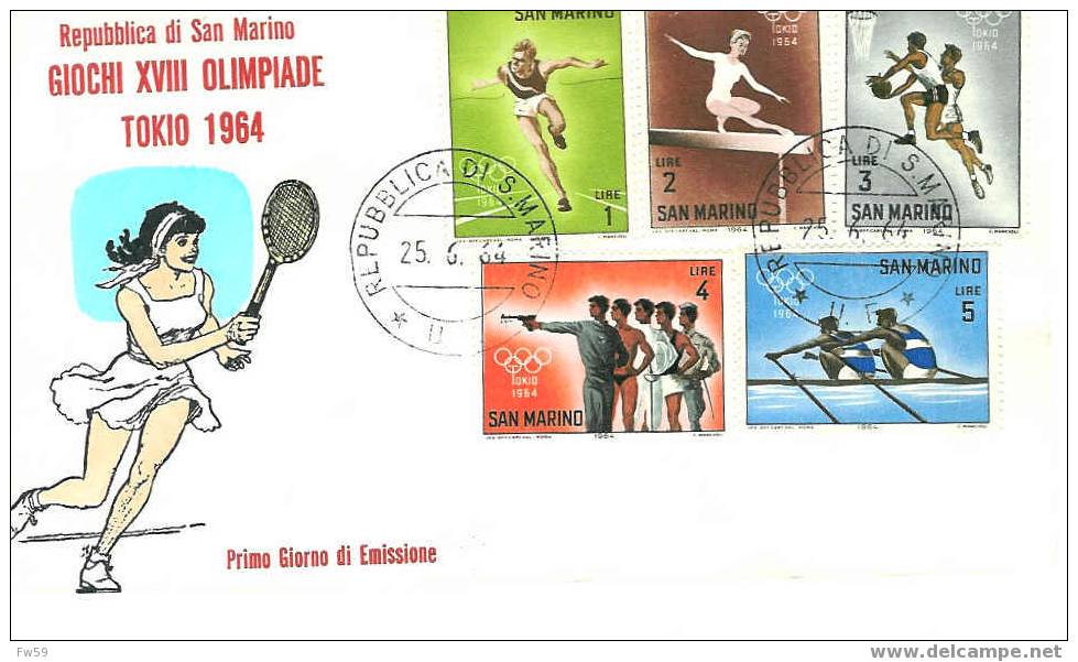 TENNIS FDC ST MARIN 1964 JEUX OLYMPIQUES DE TOKYO BASKET BALL, TIR ET CANOE - Zomer 1964: Tokyo