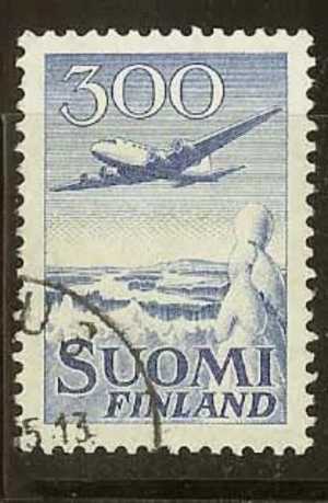 Finlande Finland 1950 Avion Plane Poste Aerienne 300m Obl - Usados