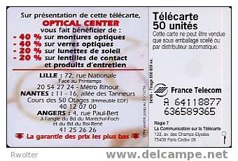 @+ Télécarte OPTICAL CENTER LILLE - 50U - SO3 - N° JUSTIFIE A GAUCHE - 04/96. - 1996