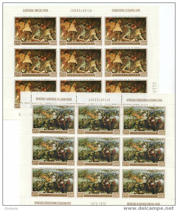 JUGOSLAVIA - SERIE 1380/81 IN MF DA 9v."RIVOLTA CONTADINA" ANNO 1973** - Unused Stamps