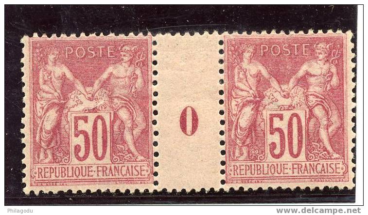 France SAGE 104      50c Rose Interpanneau Millésime 0   +  Cote Yvert 2020 = 820,- Euro - 1898-1900 Sage (Type III)