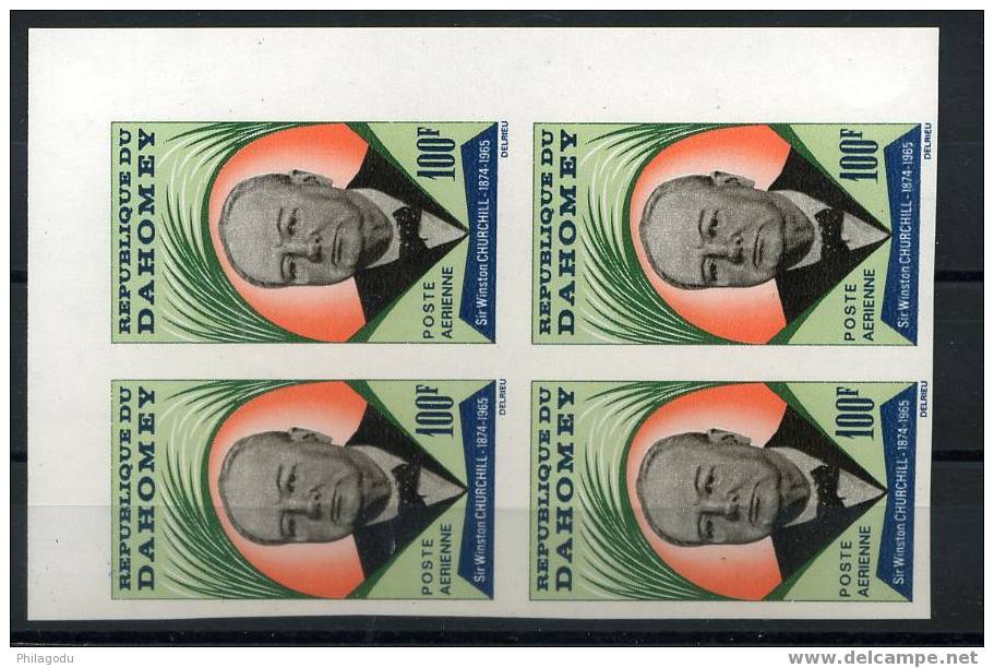 Bloc De 4  IMPERFORATE Sir Winston Churchill  From DAHOMEY 1965 - Sir Winston Churchill