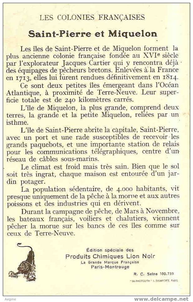 Ref Div 02-saint Pierre Et Miquelon - Edition Speciale Des  Produits Chimiques Lion Noir - Bon Etat - Saint-Pierre-et-Miquelon