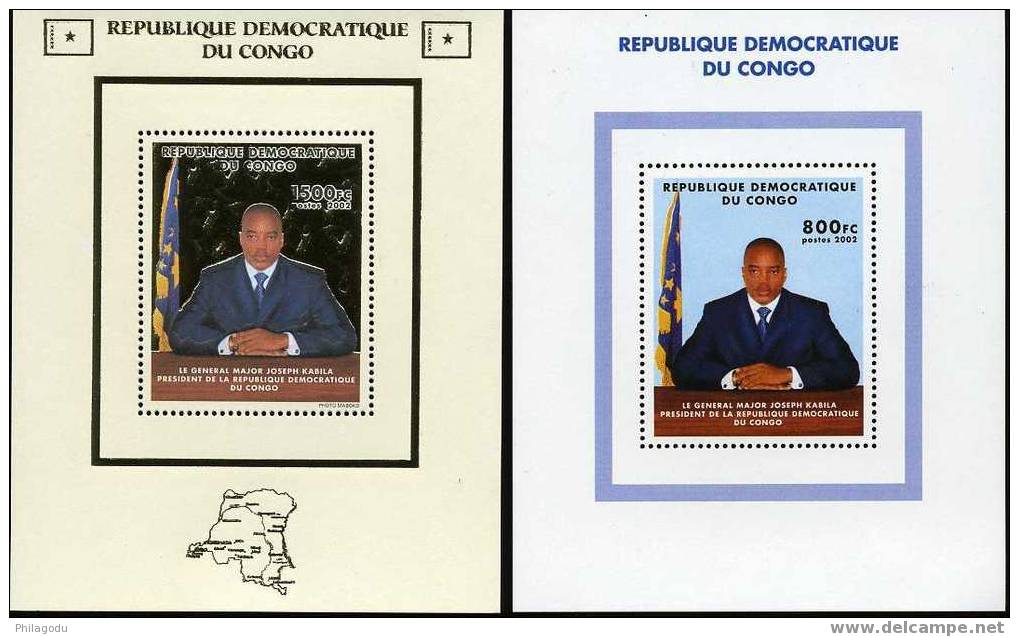 Congo 2002 Joseph KABILA  Paires De BF Dentelés Et NON DENT  COB  BF 209/210 Cote 79 E Les 4 Blocs - Ungebraucht