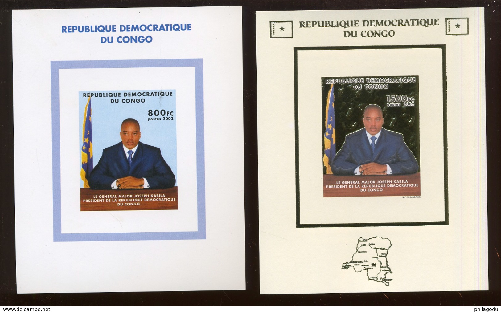 Congo 2002 Joseph KABILA  Paires De BF Dentelés Et NON DENT  COB  BF 209/210 Cote 79 E Les 4 Blocs - Neufs