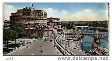 Jolie CP Grand Format Rome Italie Pont Et Château Saint-Ange Vieilles Voitures - écrite 5-4-57 - Castel Sant'Angelo