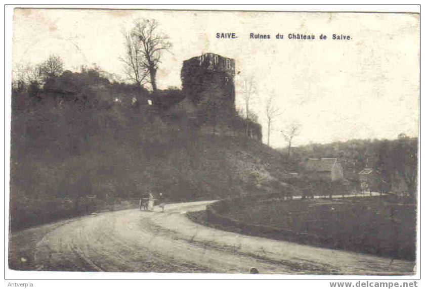 Saive Ruines Du Chateau De Saive 1908 (avec Attelage Chien) - Soumagne