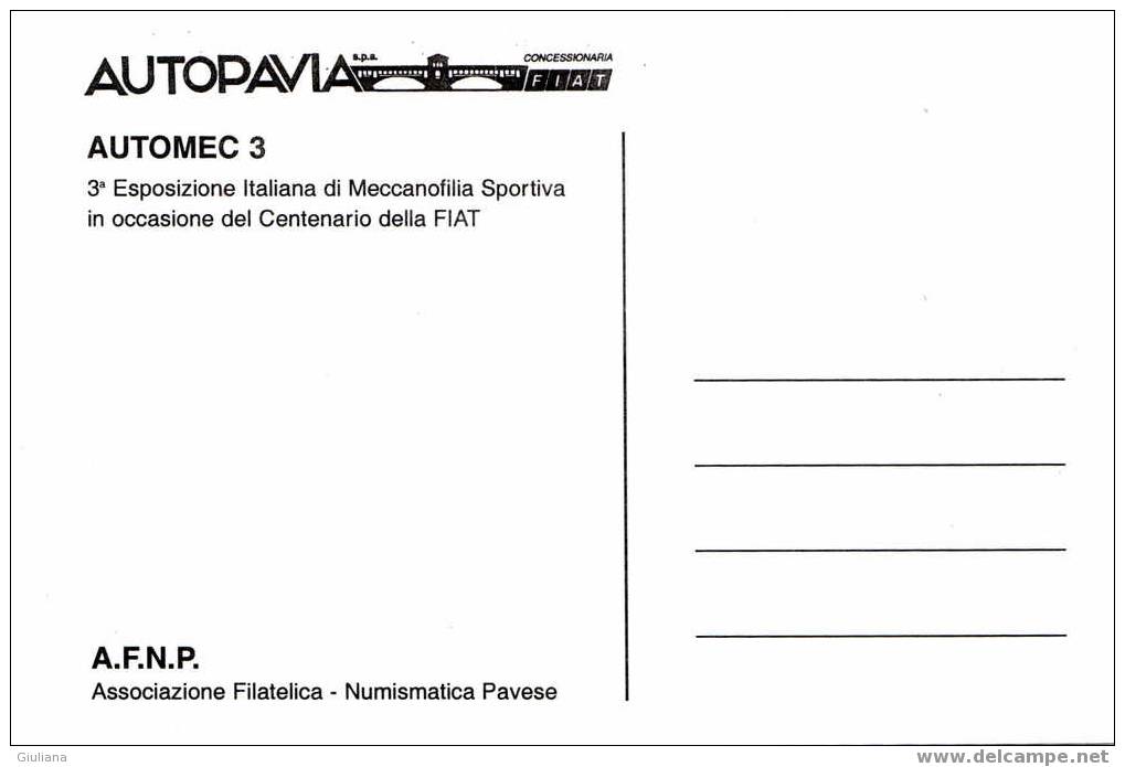 ITALIA - " SPECIMEN AUTOMEC 3" ASS.FIL.NUMISMATICA PAVESE - 12/9/1999 - Auto's