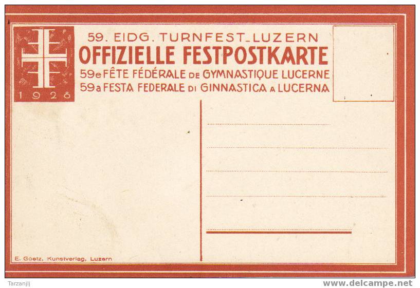 CPA OFFICIELLE Couleur De La 59ème Fête Fédérale De Gymnastique De LUCERNE De 1928: Lanceur De Javelot - Ginnastica