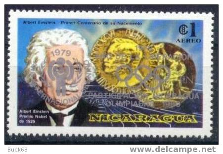 NICARAGUA Poste Aérienne 940a ** MNH Surcharge Argent Prix Nobel Albert EINSTEIN - Albert Einstein