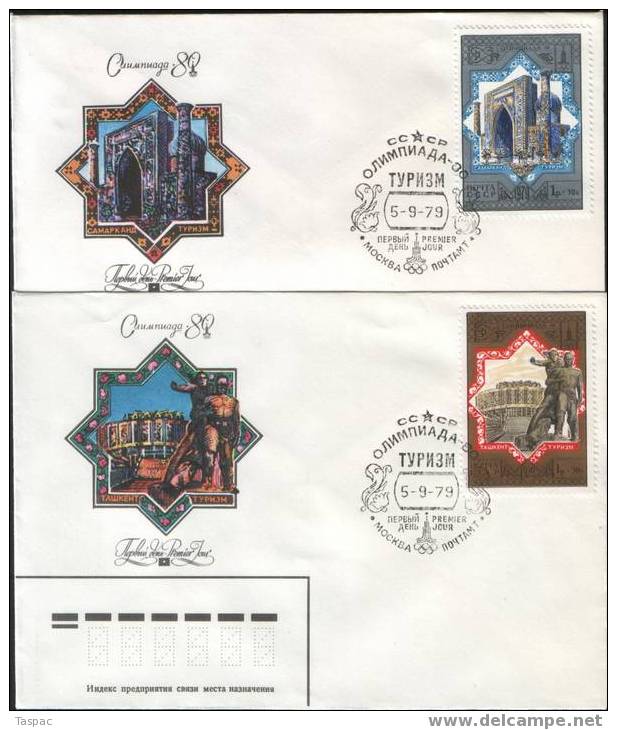 Russia / Soviet Union 1979 Olympic Tourism (I-a) FDC Set Of 4 Mi# 4872-4875 - Covers & Documents