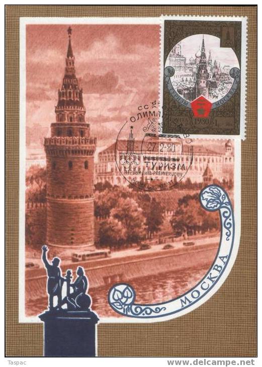 Russia / Soviet Union 1980 Olympic Tourism (II) Maximum Cards Set Of 2 Mi# 4927-4928 - Tarjetas Máxima