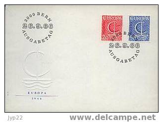 Jolie Fdc 1er Jour Europa CEPT 1966 Helvétia Suisse - Emblème Bateau - 1966