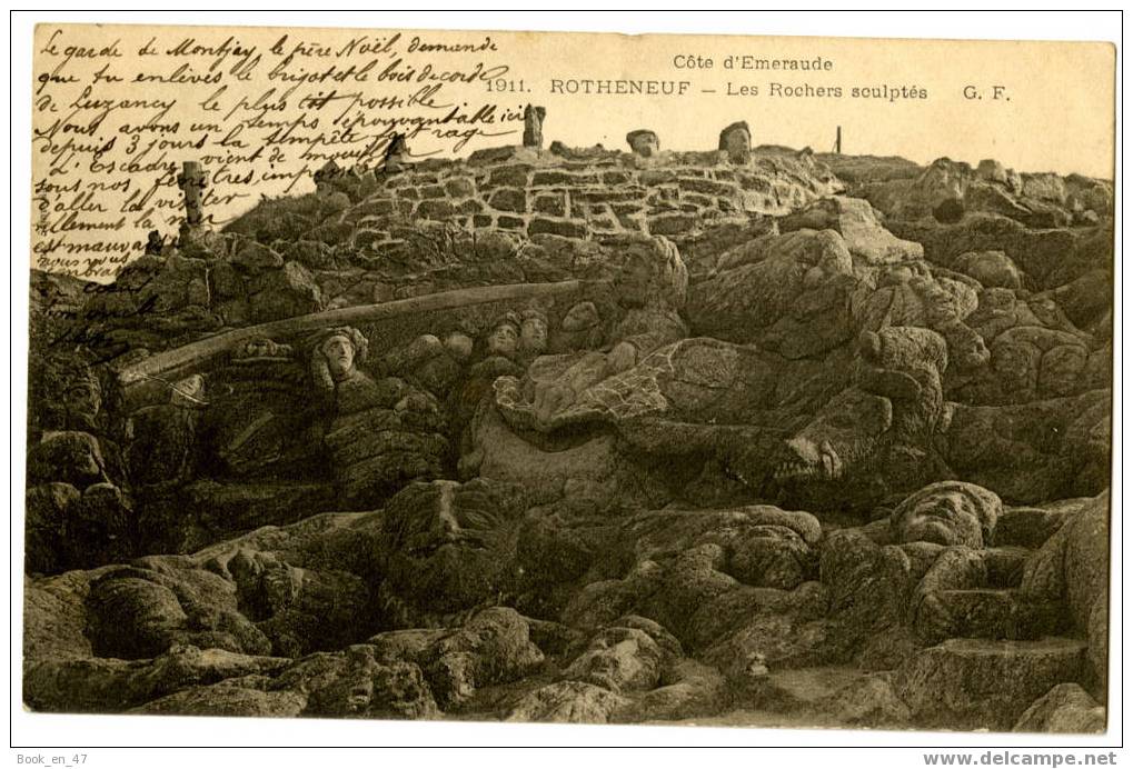 {28289} 35 Ille Et Vilaine Rotheneuf , Les Rochers Sculptés . Côte D´ Emeraude . Circulée En  1903 , Précurseur - Rotheneuf