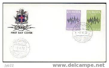 Jolie Fdc 1er Jour Europa CEPT 1972 Island Islande Emblème Cor De Chasse - 1972